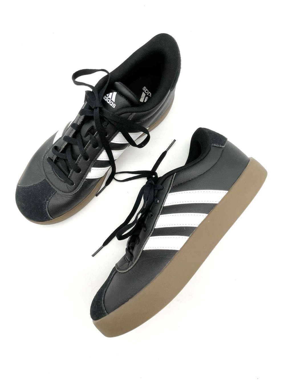Adidas VL Court 3.0 Big Kids Youth Size 6 Black White Gum Sneakers Shoes - Picture 6 of 16